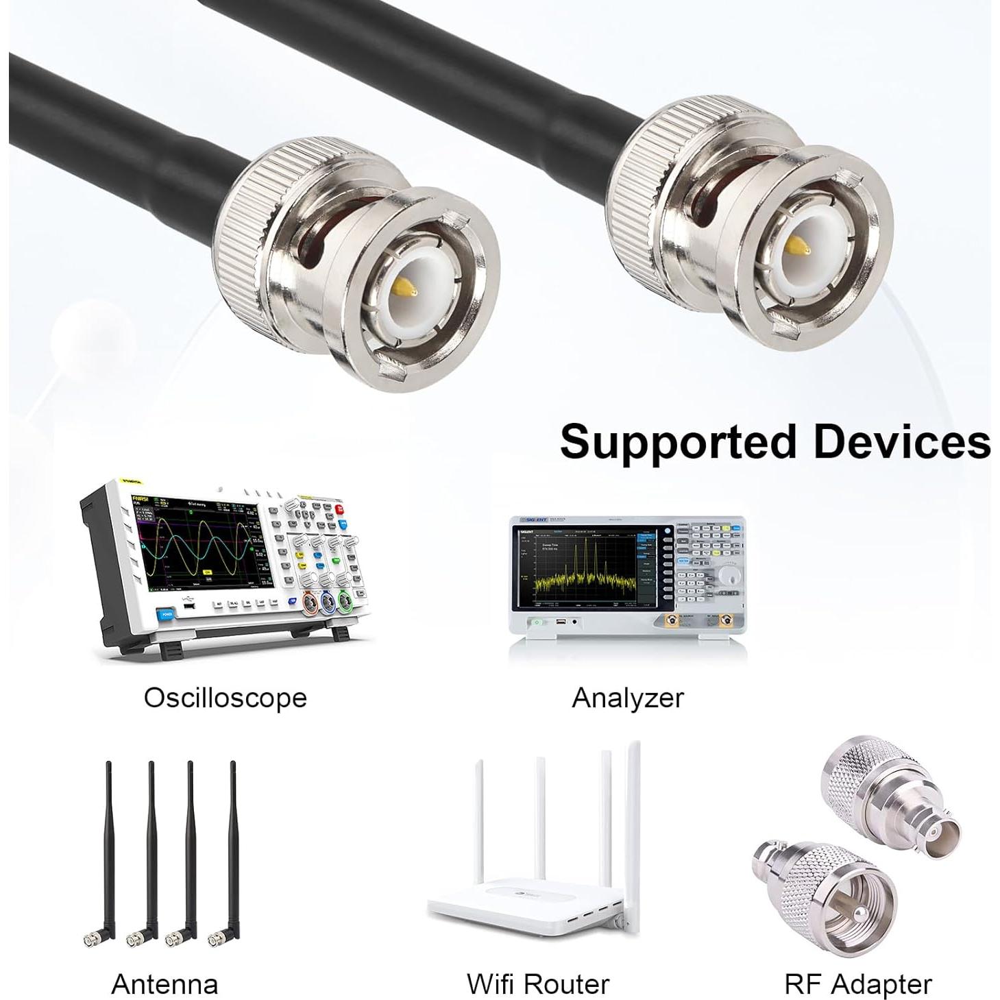 Cable Coaxial BNC Macho a Macho 0.30 m MOOKEERF 2PCS