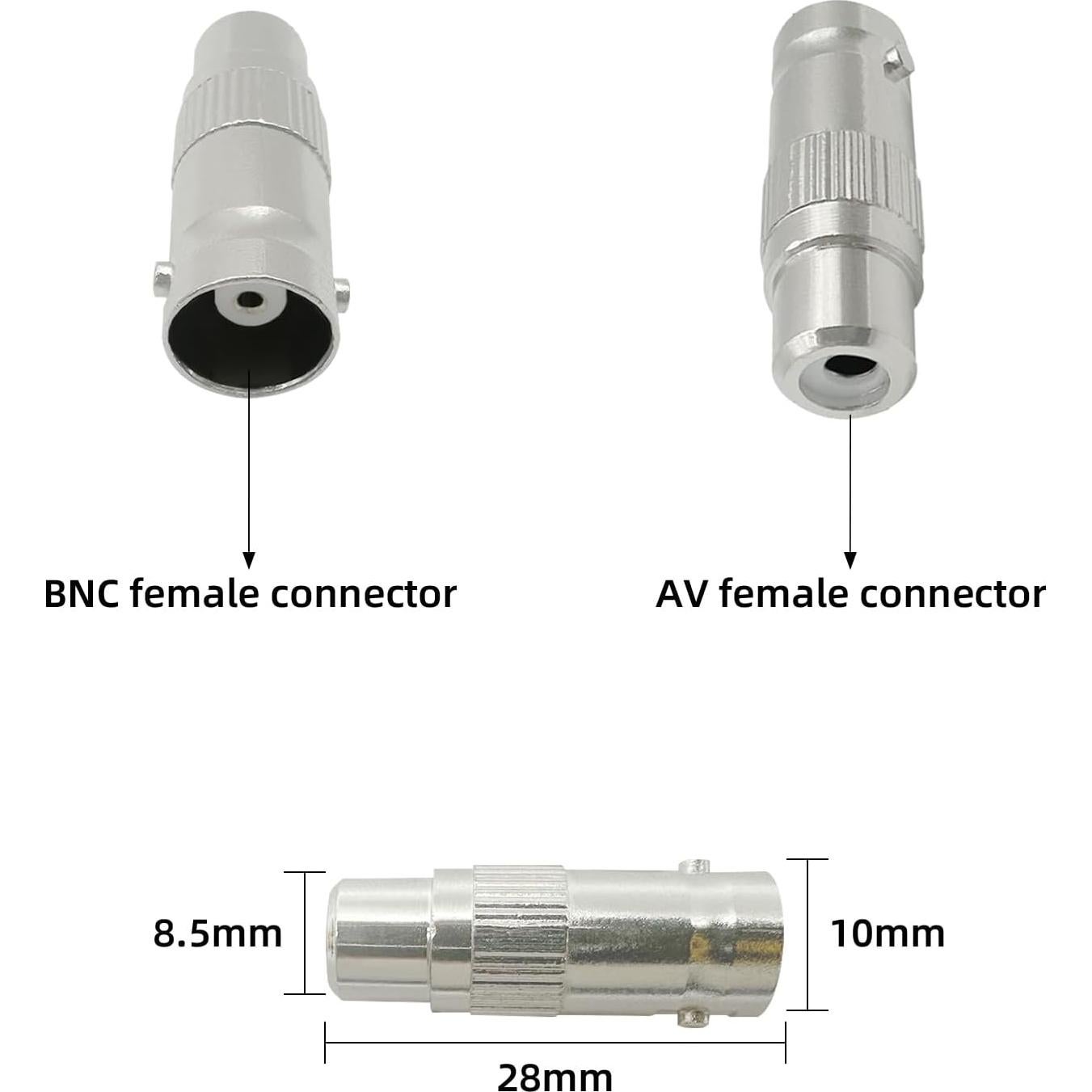 Adaptador BNC a RCA IMIYORE 10pcs Video Coaxial 4K HD