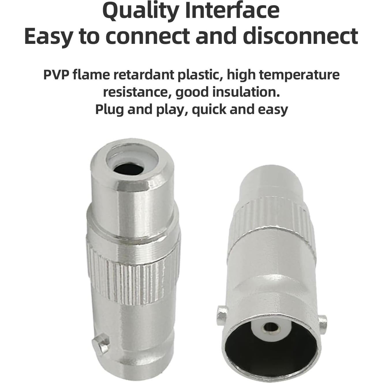 Adaptador BNC a RCA IMIYORE 10pcs Video Coaxial 4K HD