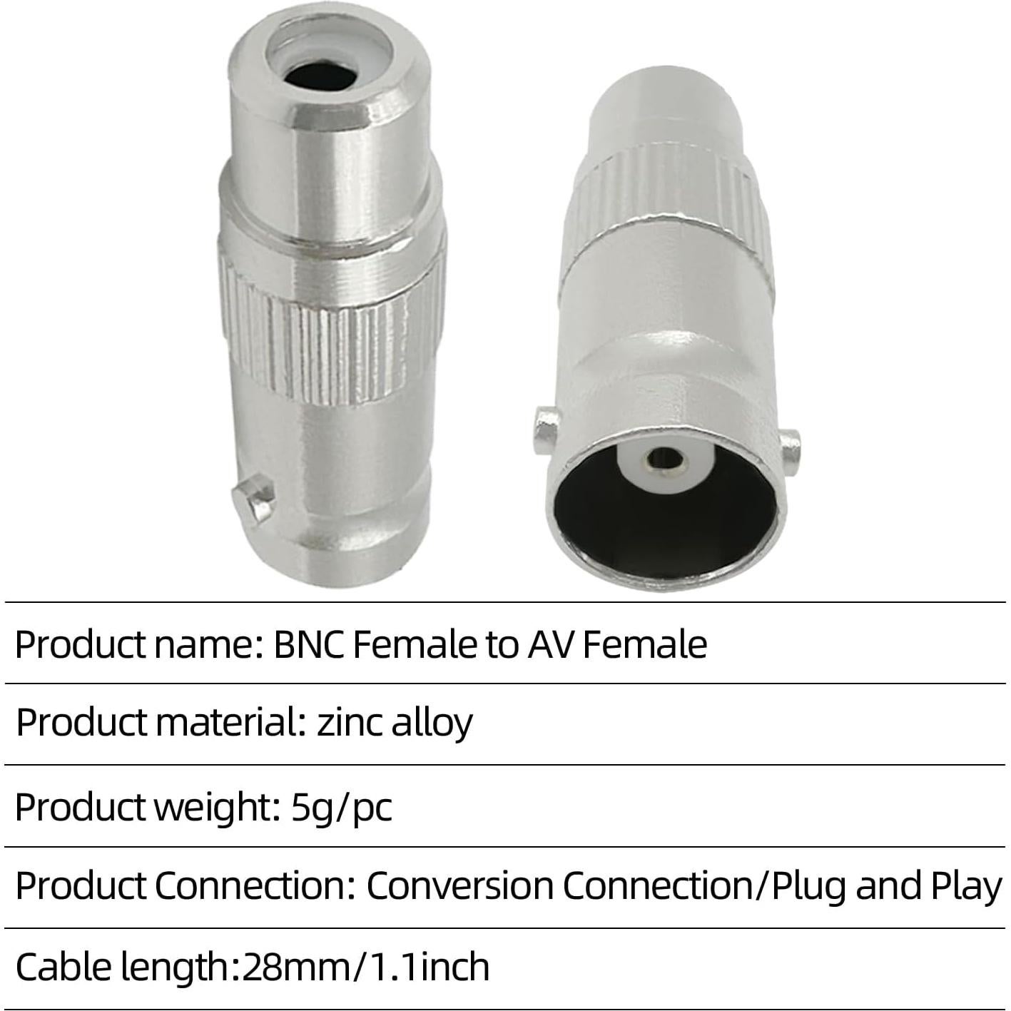 Adaptador BNC a RCA IMIYORE 10pcs Video Coaxial 4K HD