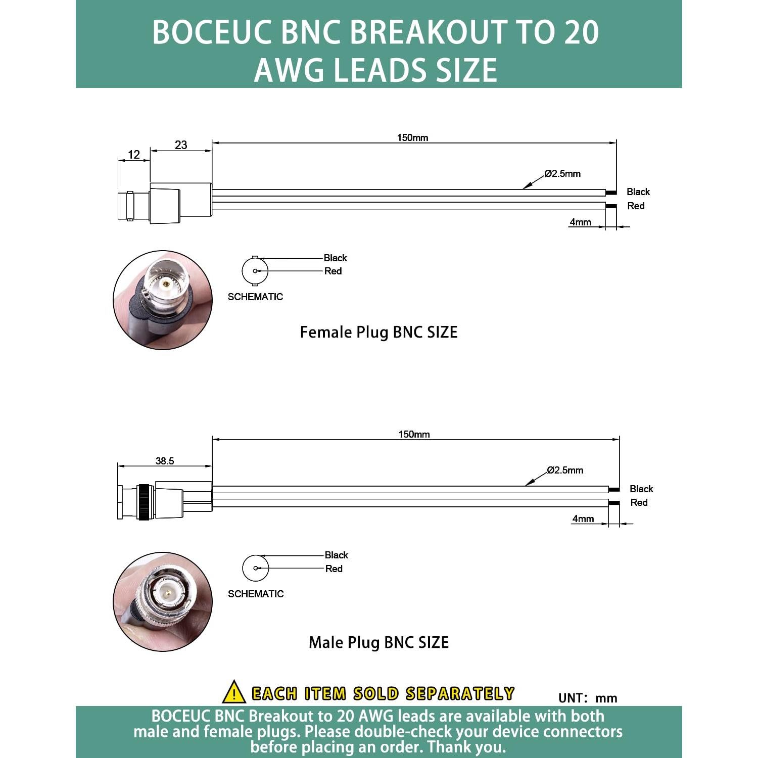 Cables de Prueba BNC BOCEUC 150mm 5A para Multímetro