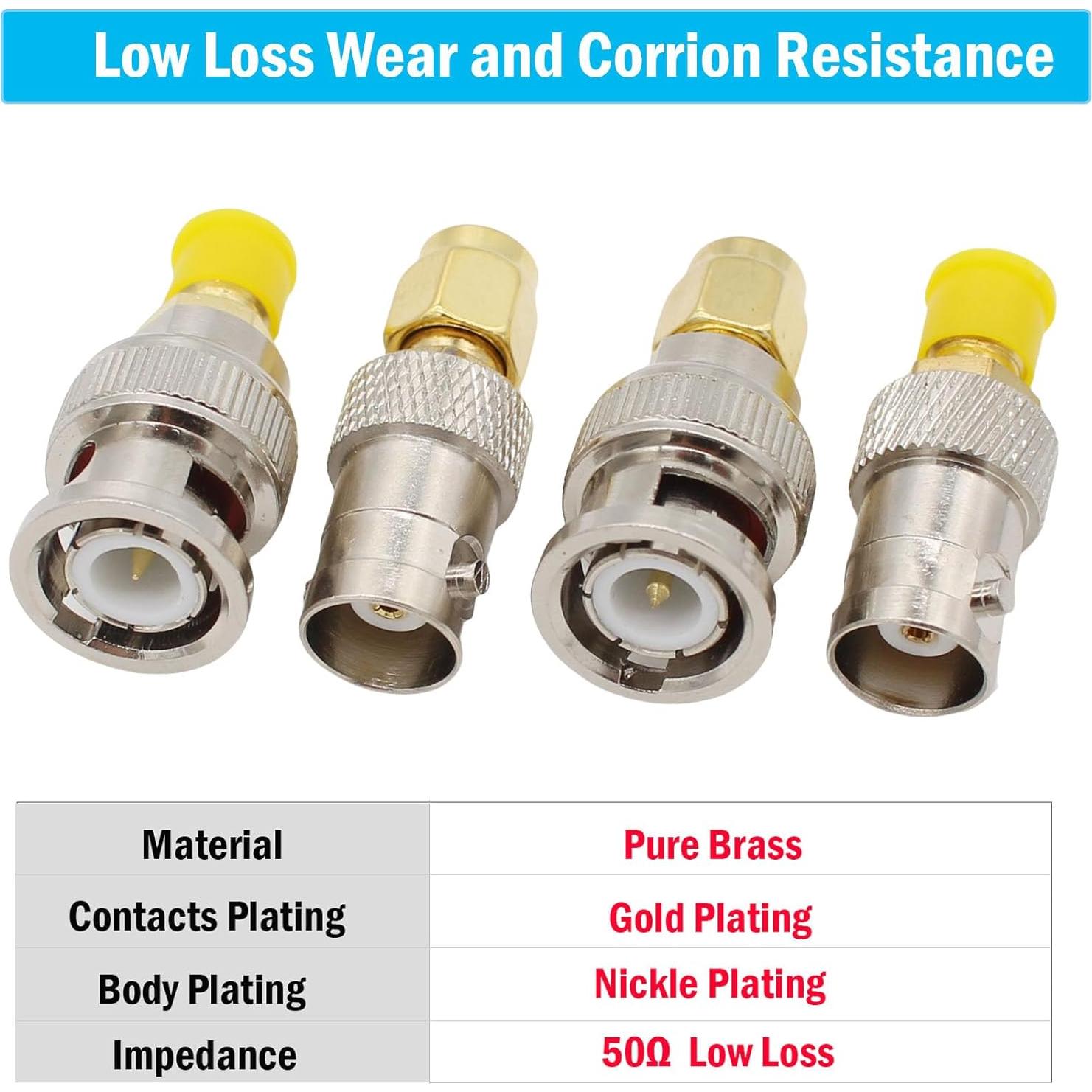 Kit de Adaptadores Coaxiales RF BNC a SMA - 8 Piezas