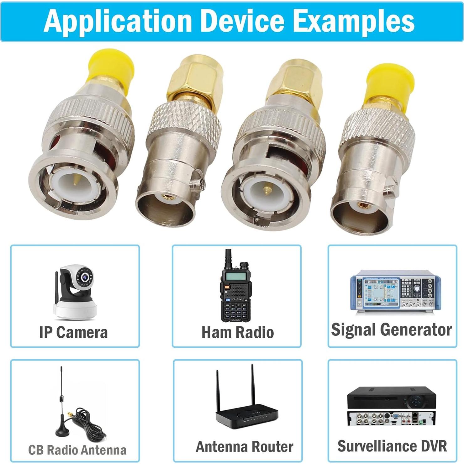 Kit de Adaptadores Coaxiales RF BNC a SMA - 8 Piezas