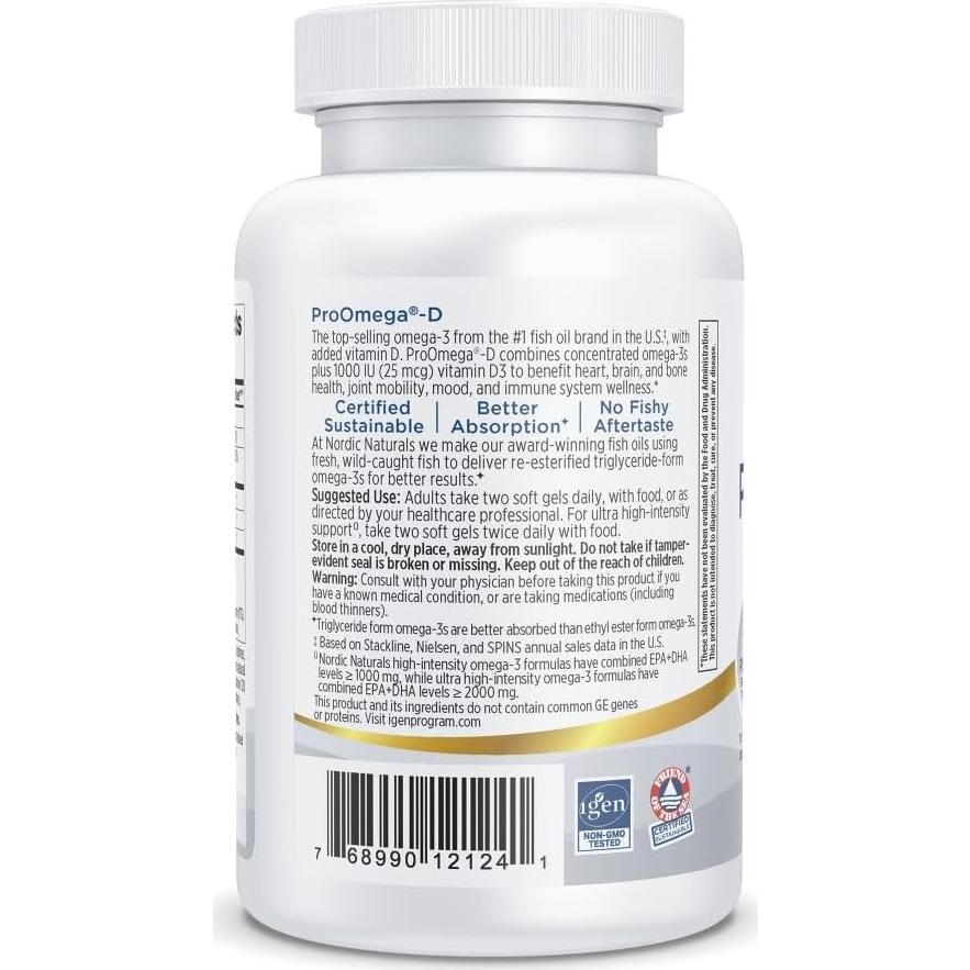 Nordic Naturals ProOmega-D 60 Gelatinas Blandas Limón 1280 mg Omega-3