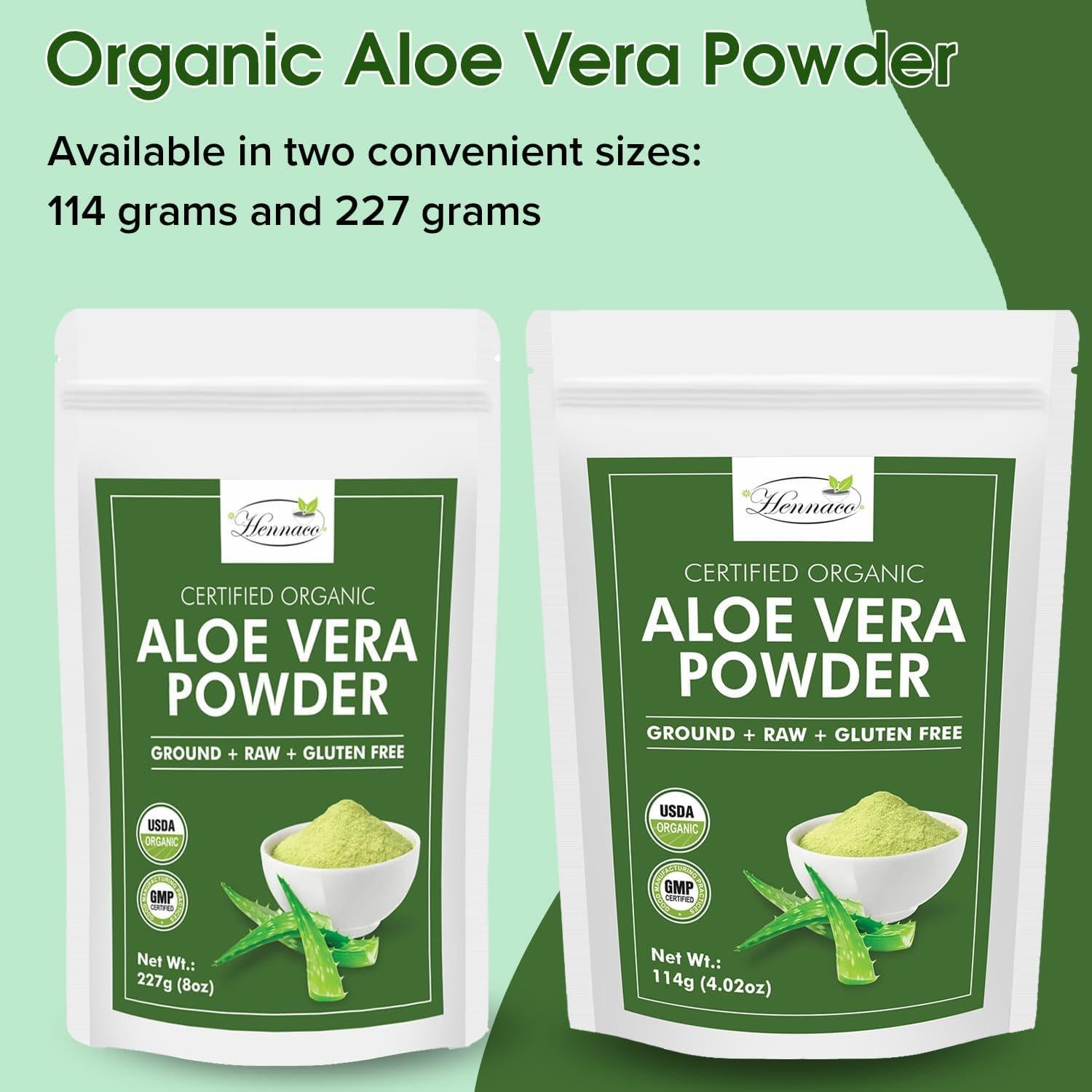 Polvo de Aloe Vera Orgánico Hennaco 227g Hidratante Natural