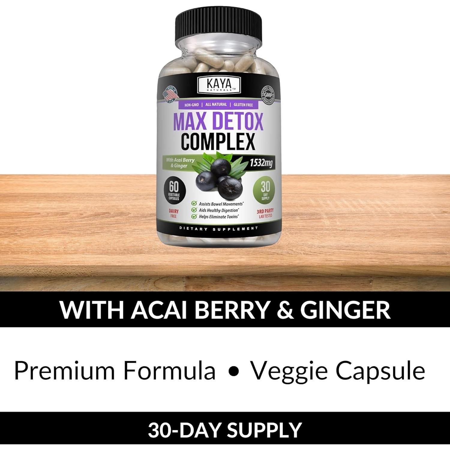 Suplemento Herbal Kaya Naturals Max Detox 1532 mg 60 Cápsulas