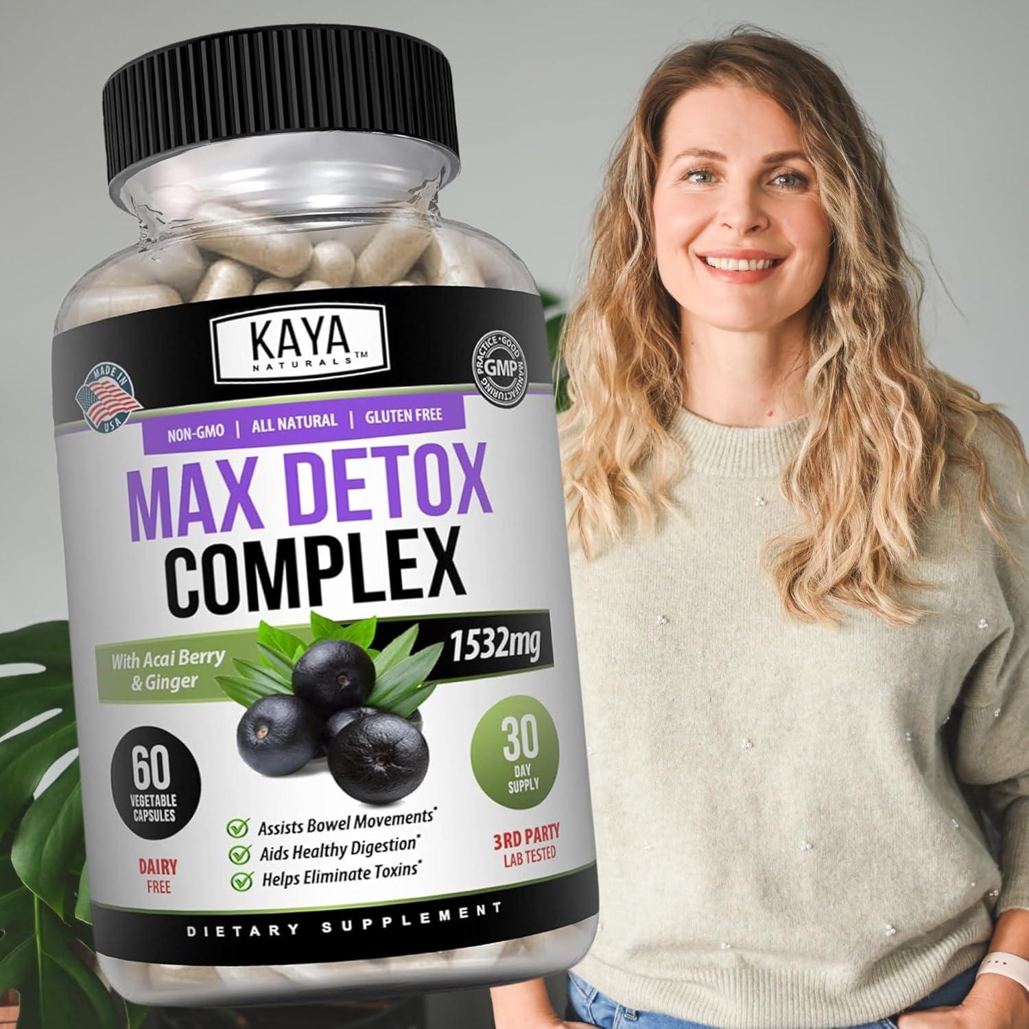 Suplemento Herbal Kaya Naturals Max Detox 1532 mg 60 Cápsulas