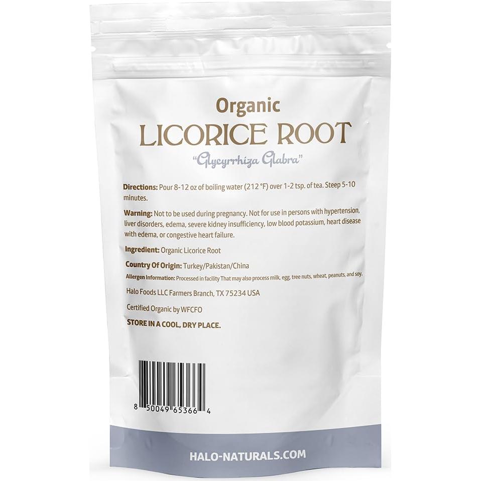 Raíz de Regaliz Orgánica Halo Naturals 453g Certificada USDA
