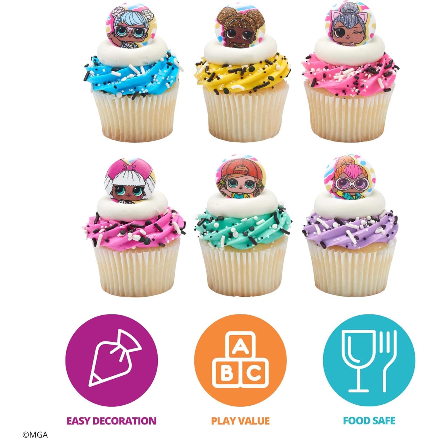 DecoPac L.O.L. Surprise! 24 Anillos Decorativos para Cupcake