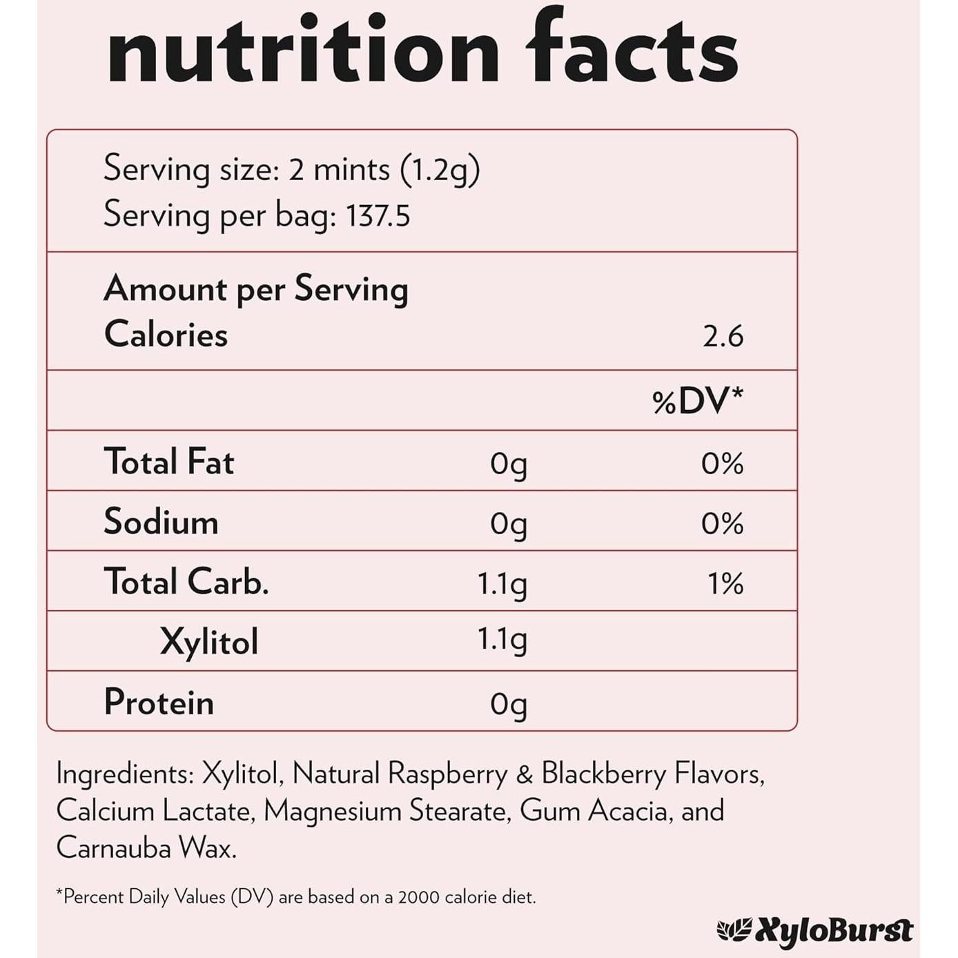 Mentas de Xilitol XyloBurst Baya 164g | Sin Azúcar, Veganas