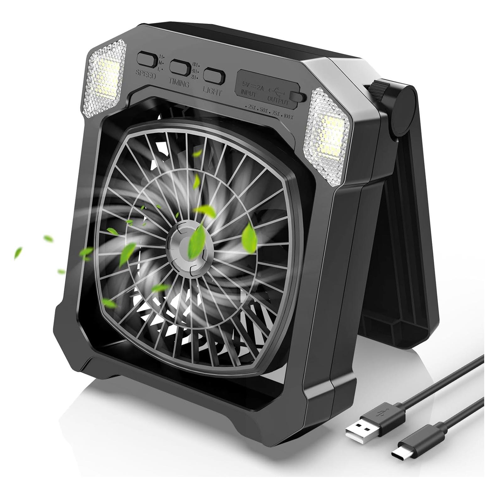 Ventilador Solar Portátil DESHIMAO 10000mAh 3 Velocidades