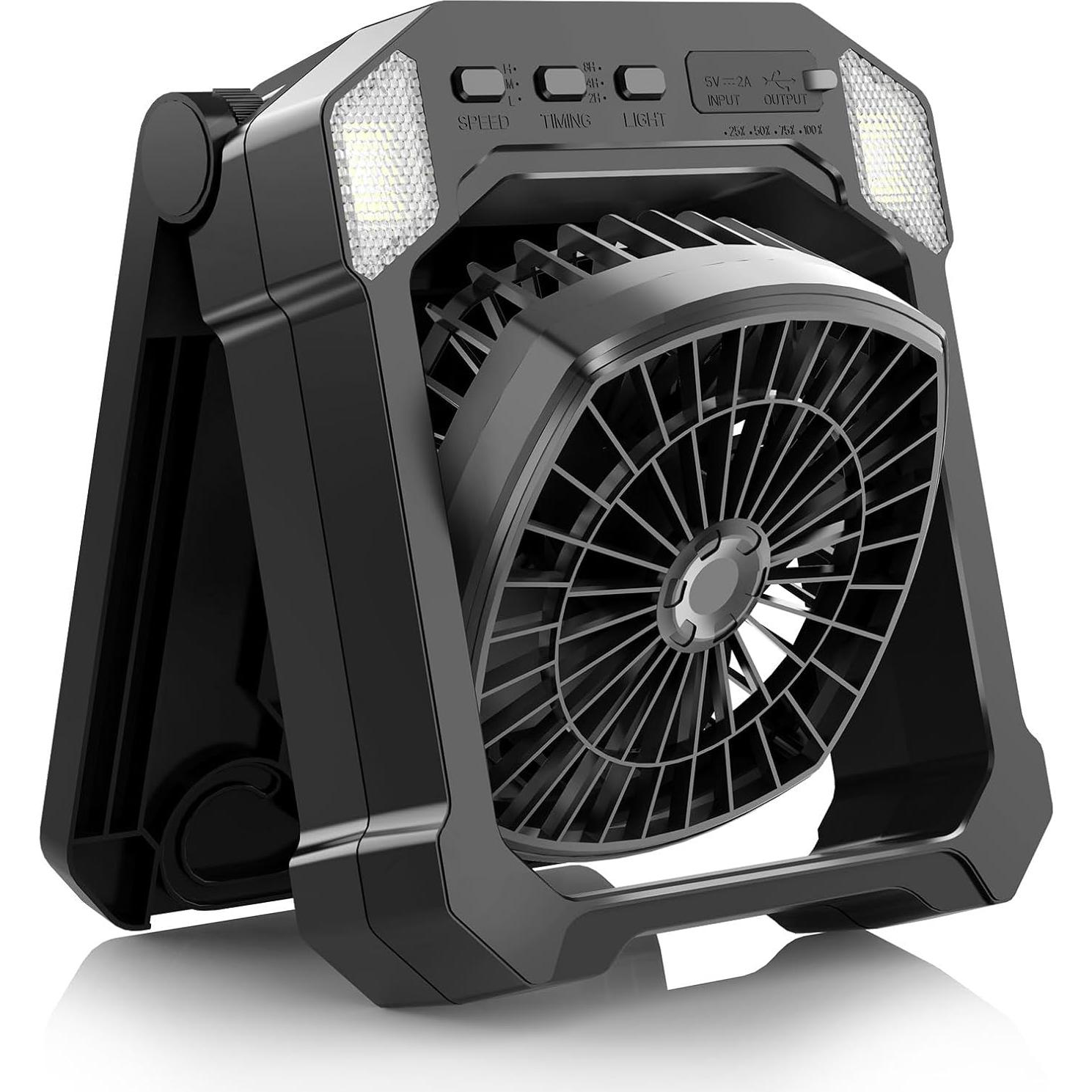 Ventilador Solar Portátil DESHIMAO 10000mAh 3 Velocidades