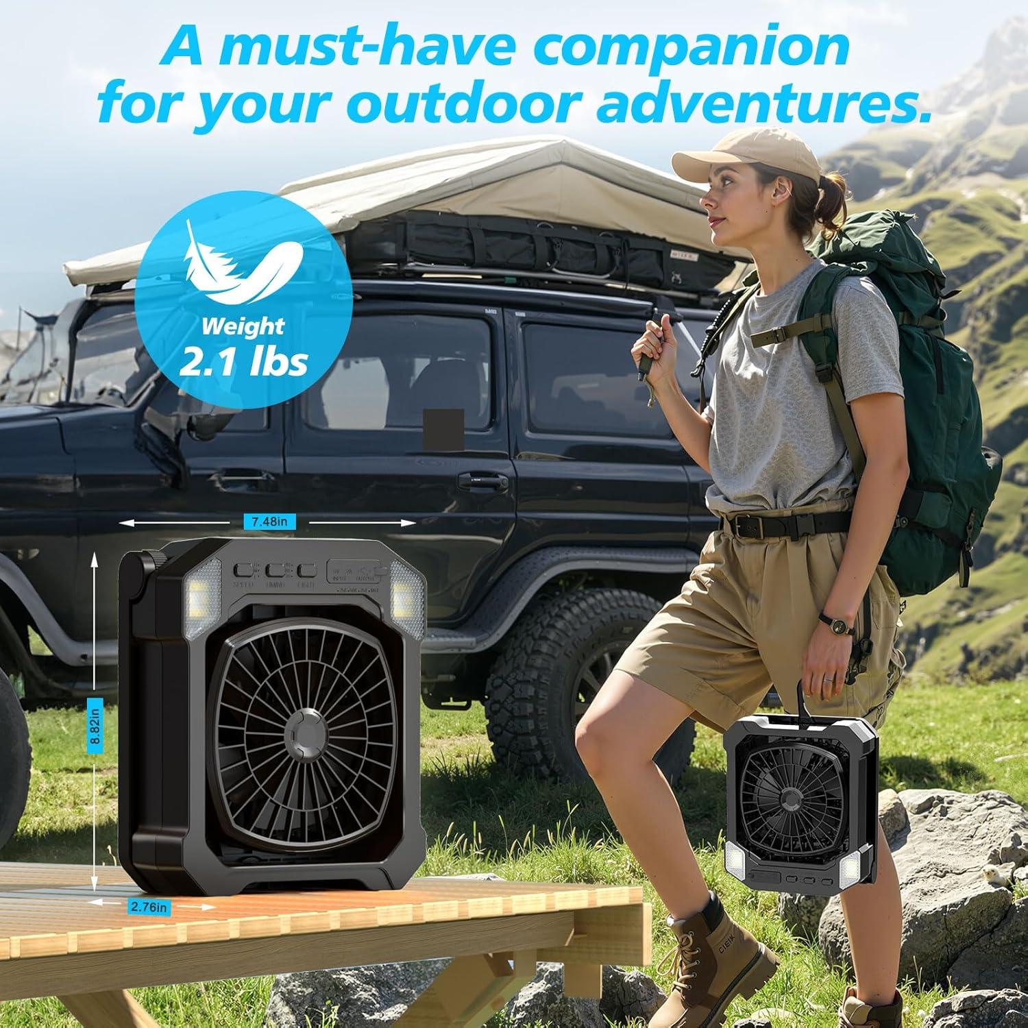 Ventilador Solar Portátil DESHIMAO 10000mAh 3 Velocidades