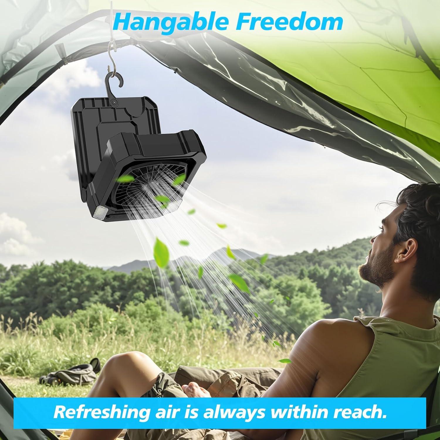 Ventilador Solar Portátil DESHIMAO 10000mAh 3 Velocidades