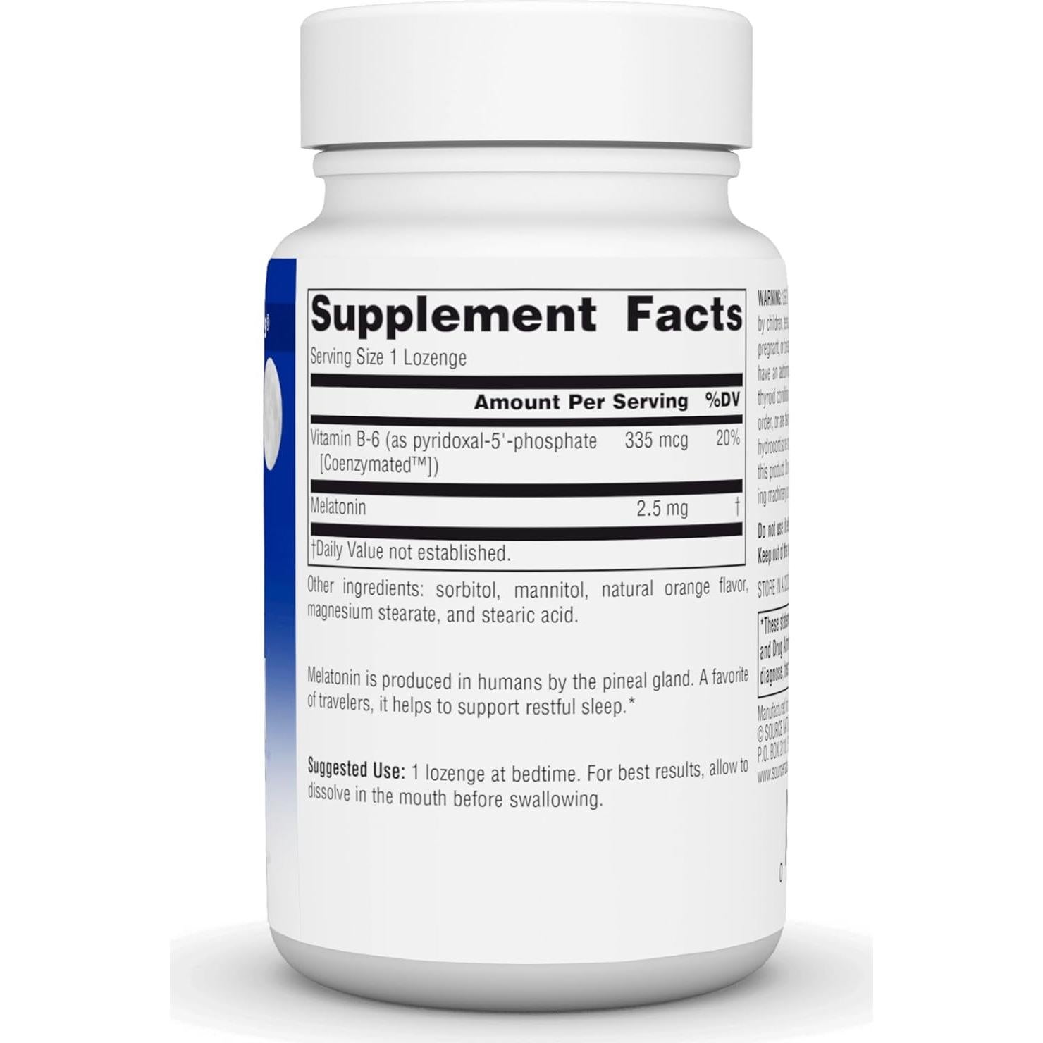 Melatonina 2.5 mg Source Naturals - 120 Pastillas Sabor Naranja