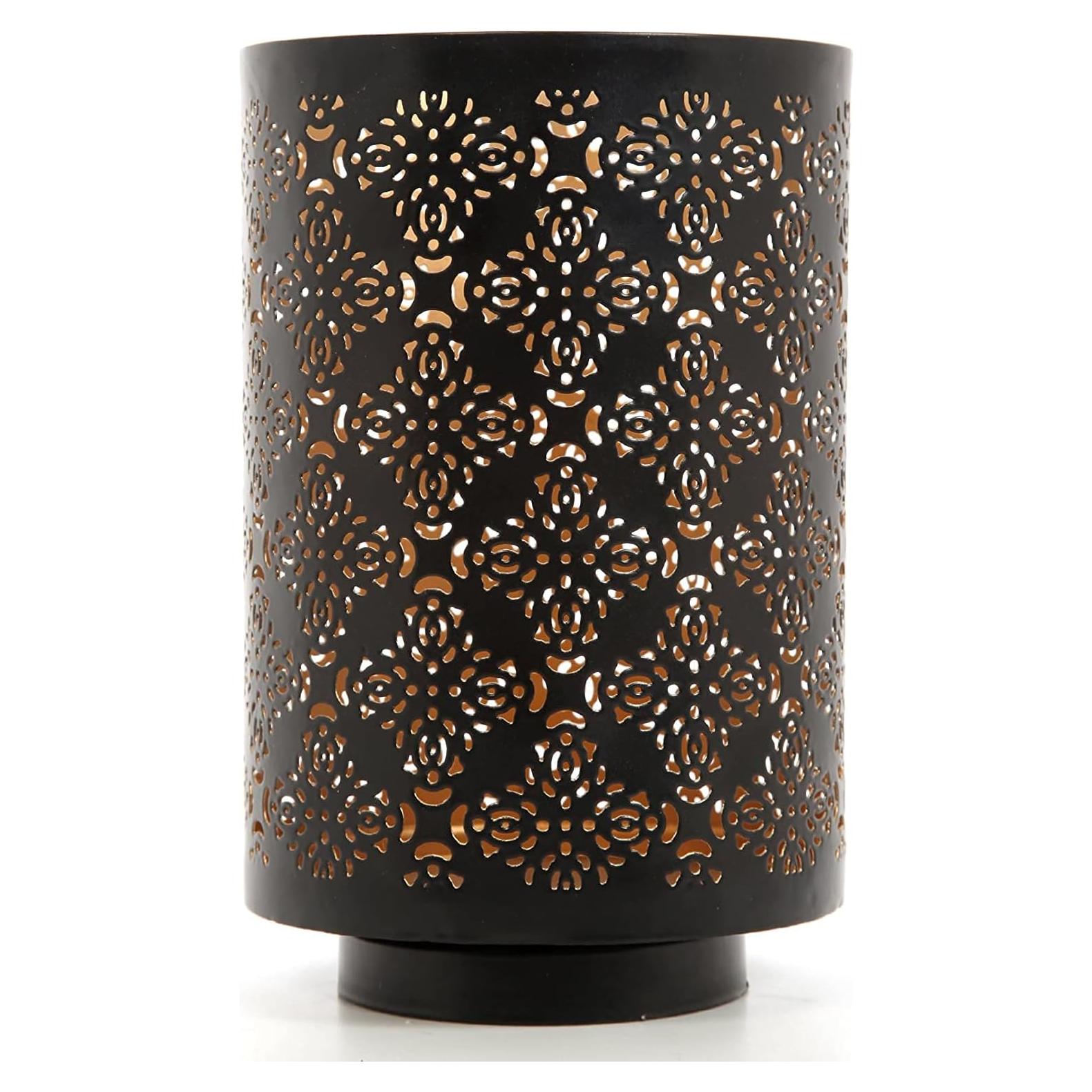 Portavelas Cortado en Diamante Hosley 20.32 cm Metal Negro