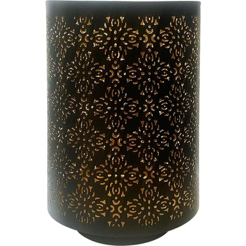 Portavelas Cortado en Diamante Hosley 20.32 cm Metal Negro