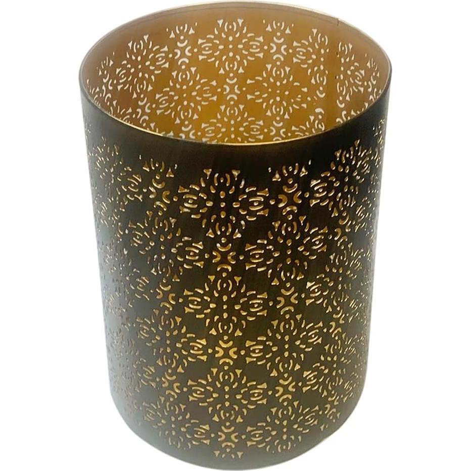 Portavelas Cortado en Diamante Hosley 20.32 cm Metal Negro