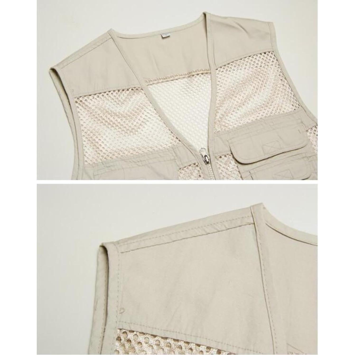 Chaleco de Pesca y Fotografía RhLLvJ Caqui Grande Multifuncional