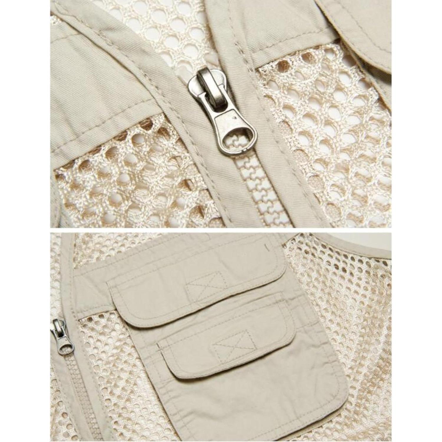 Chaleco de Pesca y Fotografía RhLLvJ Caqui Grande Multifuncional