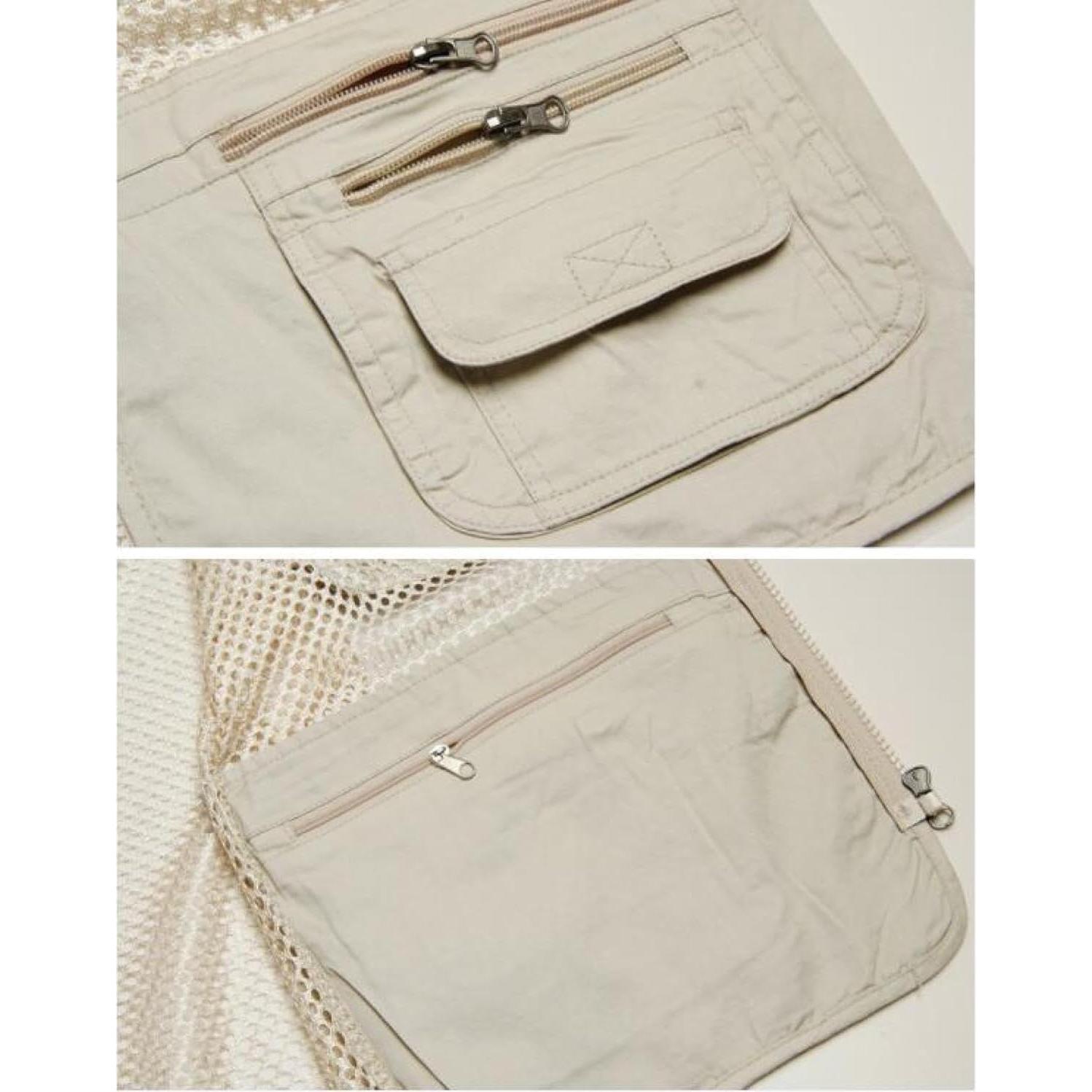 Chaleco de Pesca y Fotografía RhLLvJ Caqui Grande Multifuncional