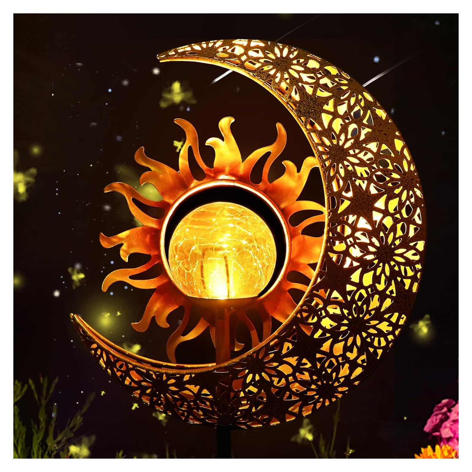 LICKLIP Luz Solar Decorativa de Jardín Estaca Sol y Luna