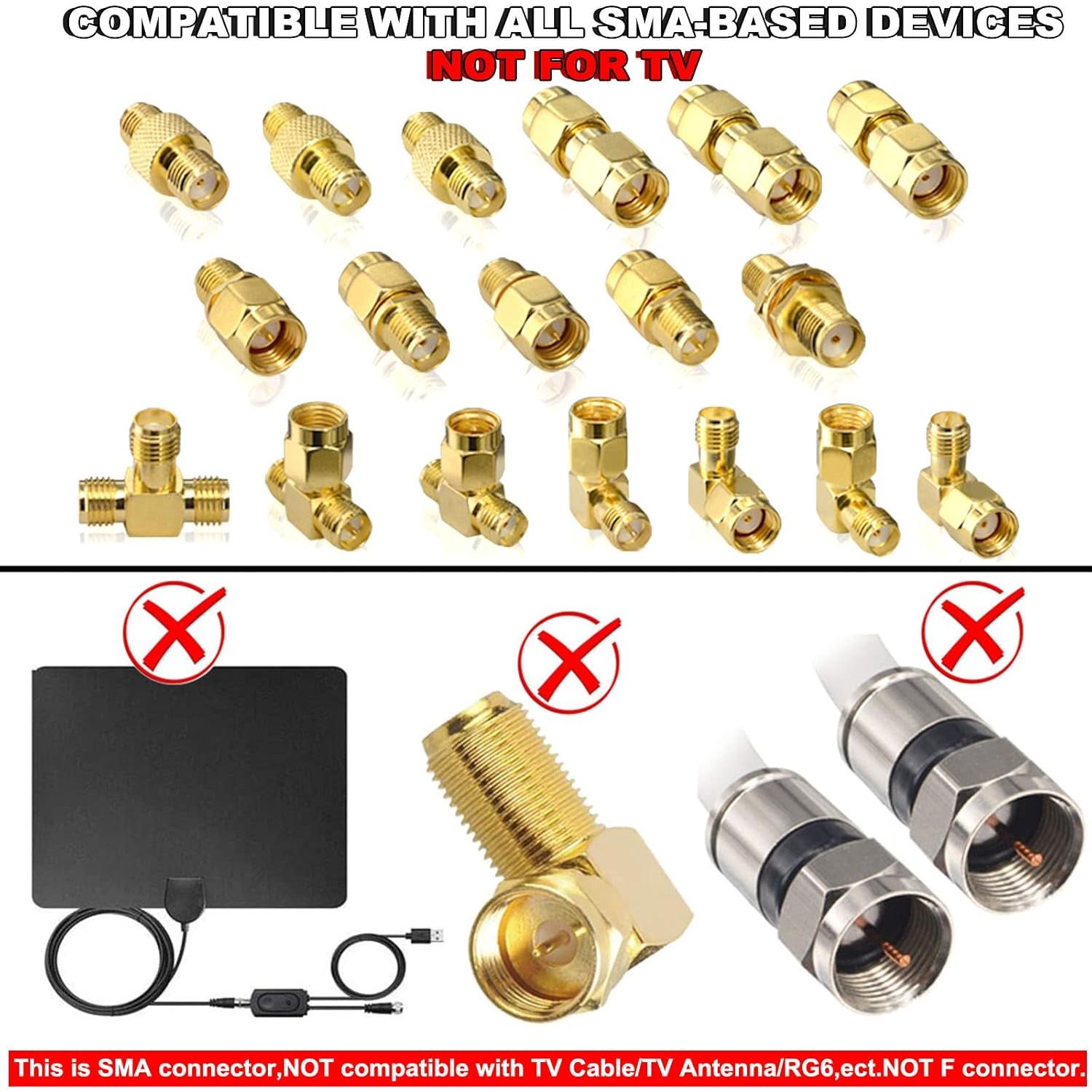 Kit de 18 Adaptadores SMA RP-SMA YovKiss para Antenas FPV