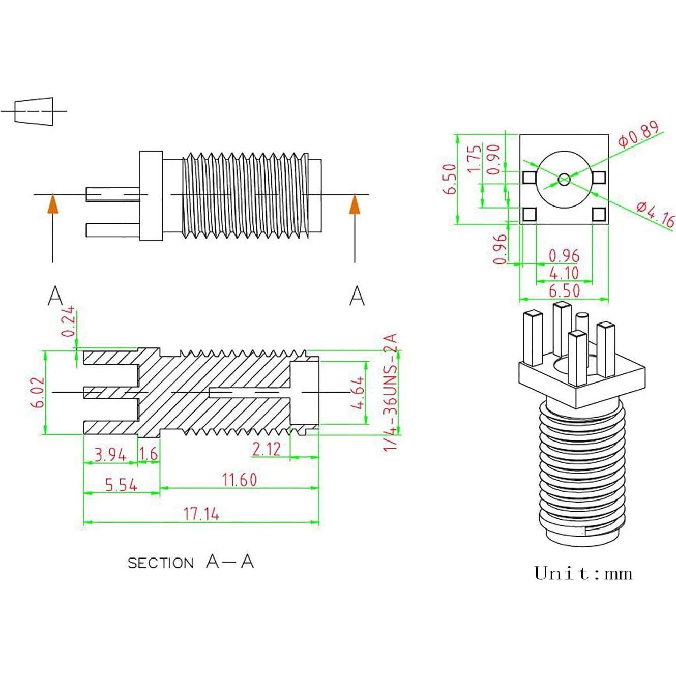 Conectores SMA Femenino Superbat 10pcs Montaje en Bisel PCB
