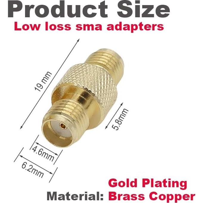 Adaptador Coaxial SMA Femenino a Femenino Exgoofit - Paquete de 4