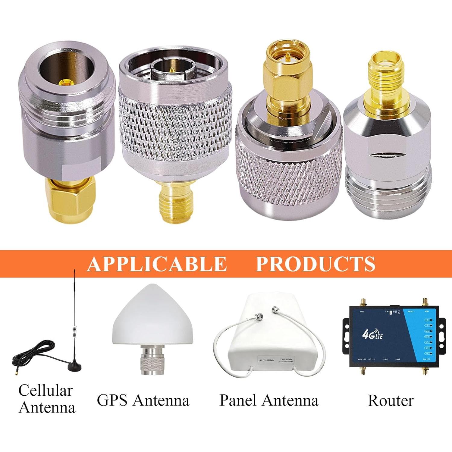 Kit Adaptador SMA a N CNARIO 4 Conectores Macho/Hembra