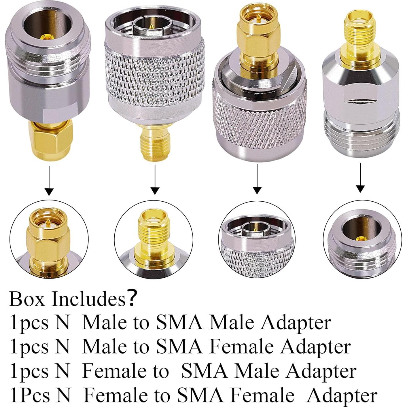Kit Adaptador SMA a N CNARIO 4 Conectores Macho/Hembra