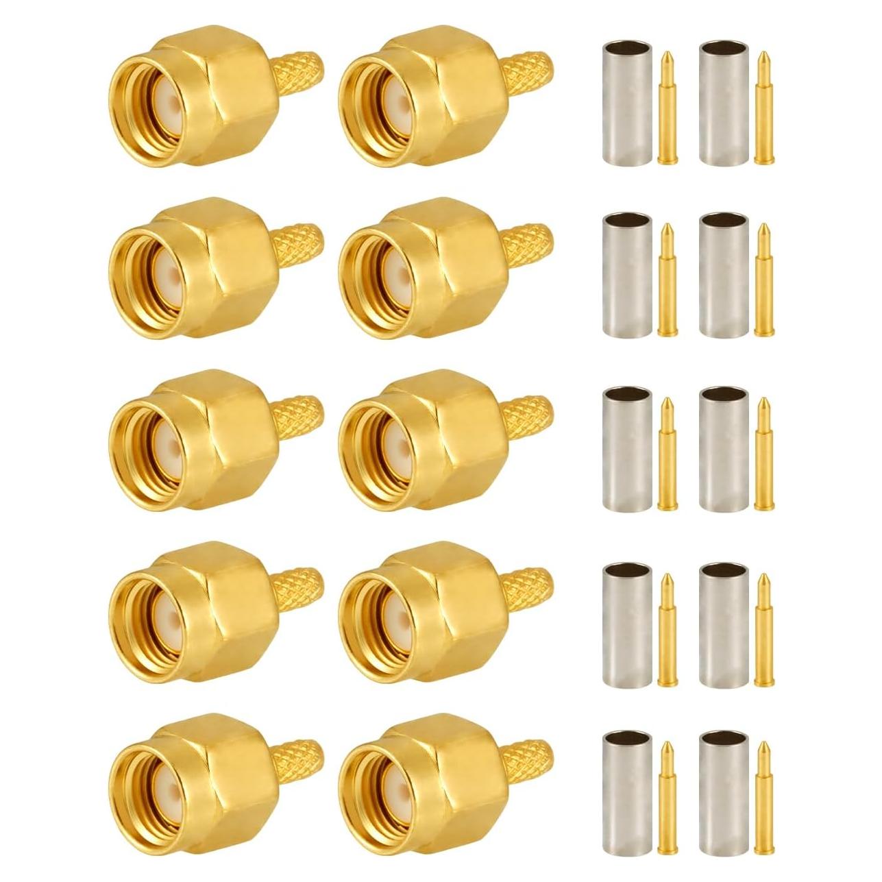 10 Conectores SMA Macho Crimp POBADY para RG174 RG316
