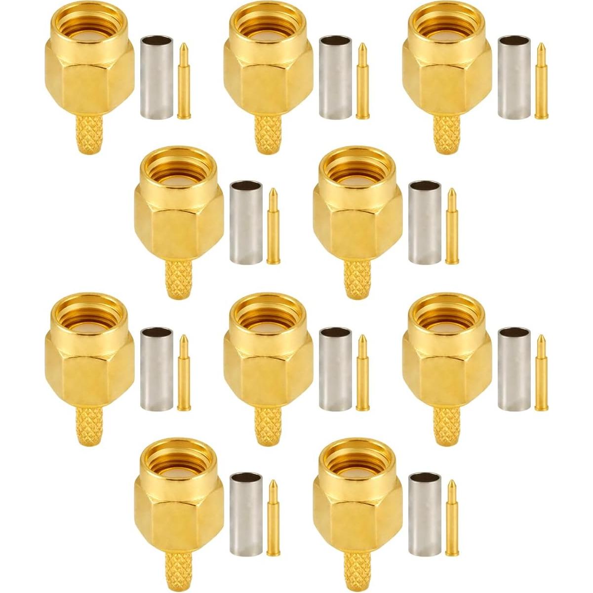 10 Conectores SMA Macho Crimp POBADY para RG174 RG316