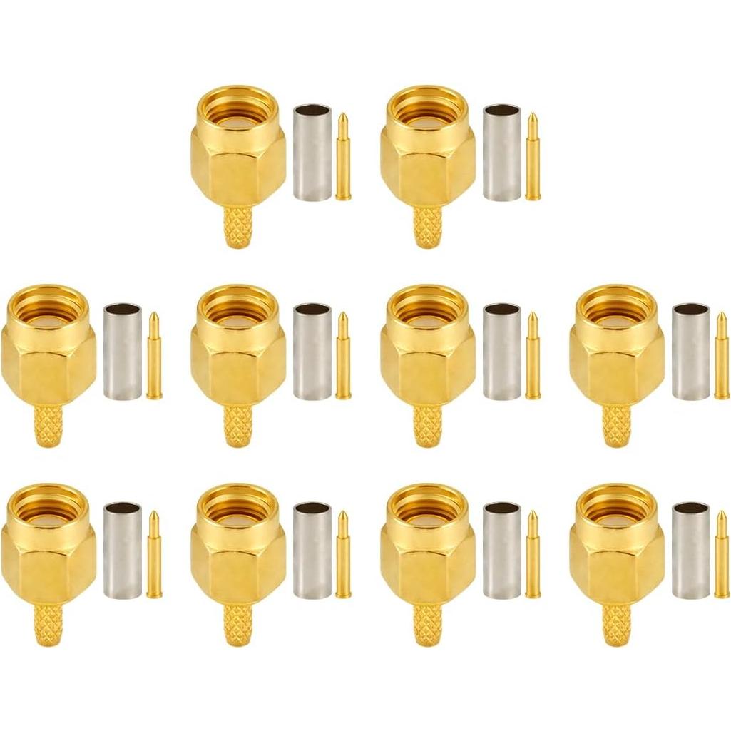10 Conectores SMA Macho Crimp POBADY para RG174 RG316
