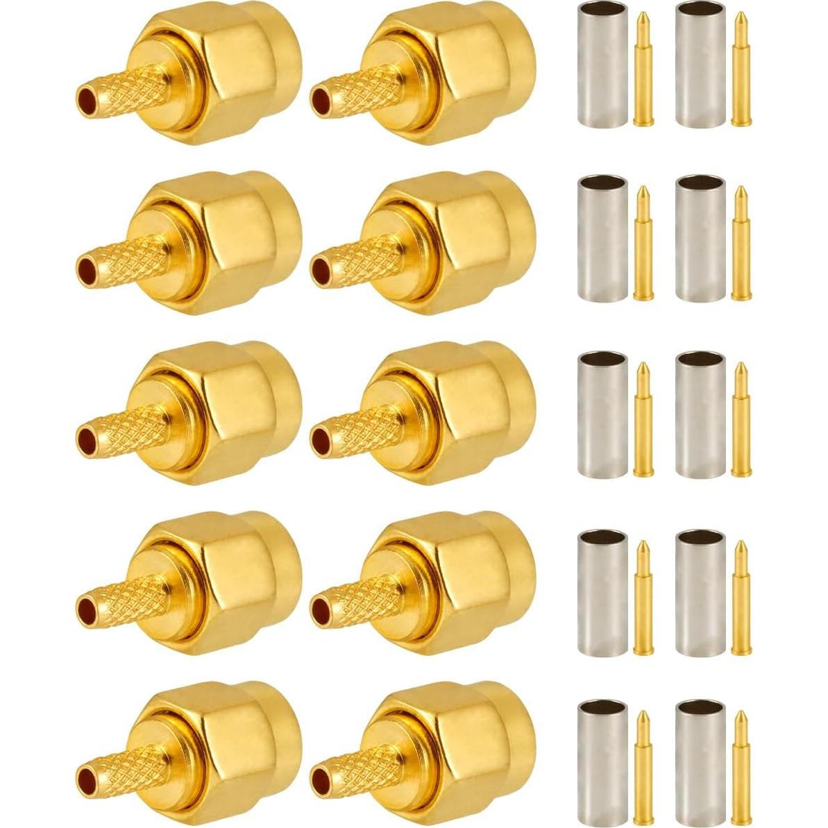 10 Conectores SMA Macho Crimp POBADY para RG174 RG316