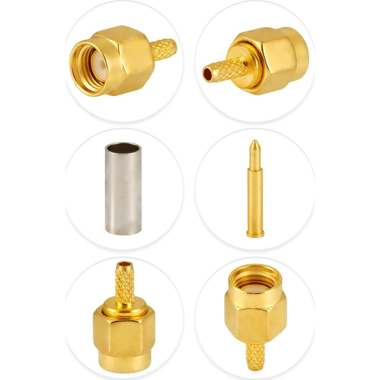 10 Conectores SMA Macho Crimp POBADY para RG174 RG316