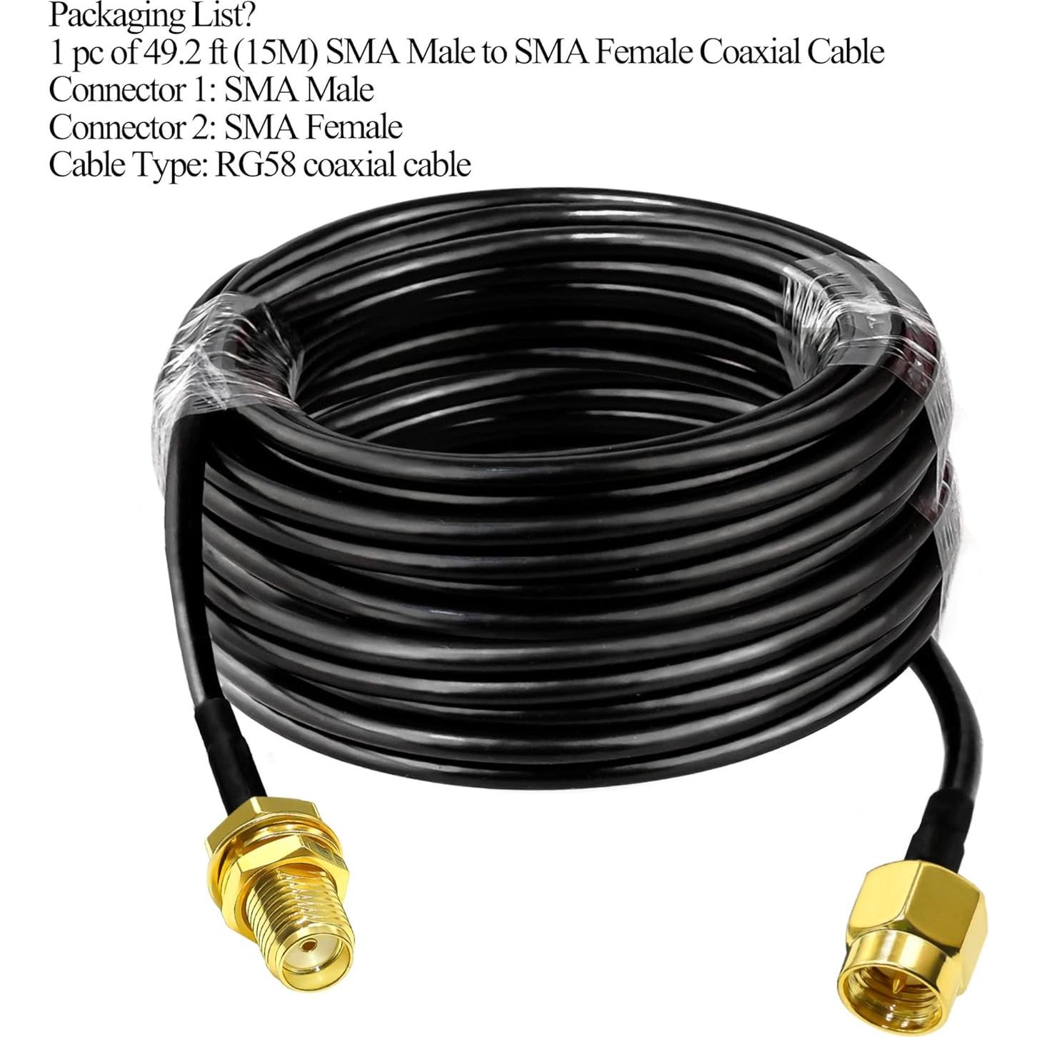 Cable Coaxial RG58 SMA Macho a Hembra 15M Tuolnk