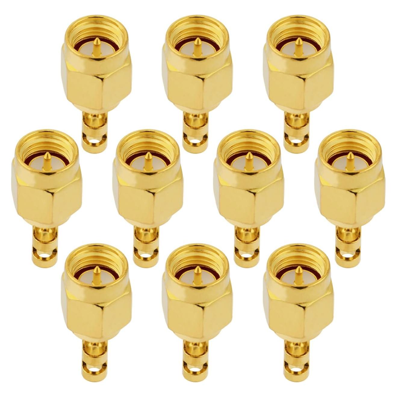 10 Conectores SMA Macho Soldadura 50 Ohm para RG178 1.37mm