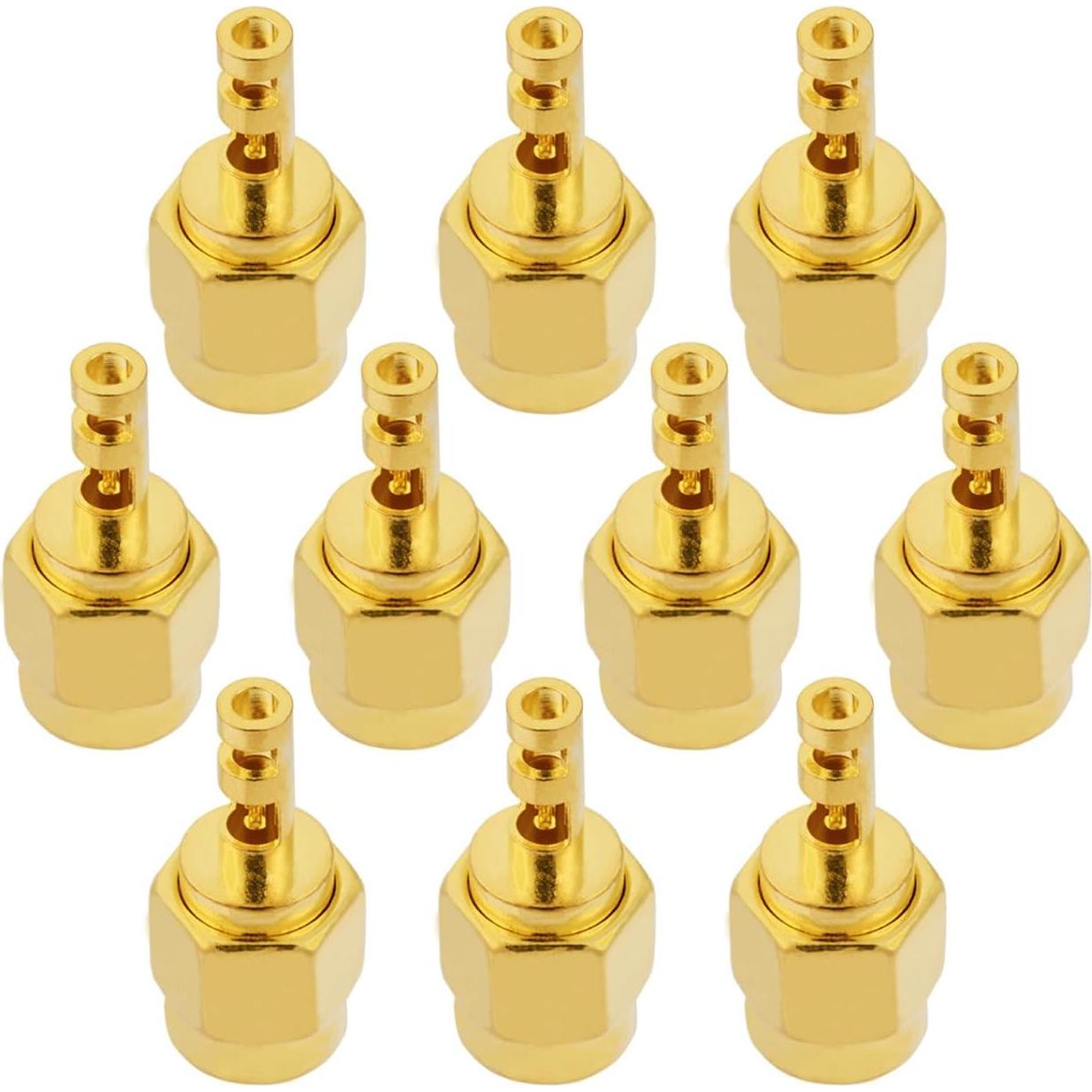 10 Conectores SMA Macho Soldadura 50 Ohm para RG178 1.37mm