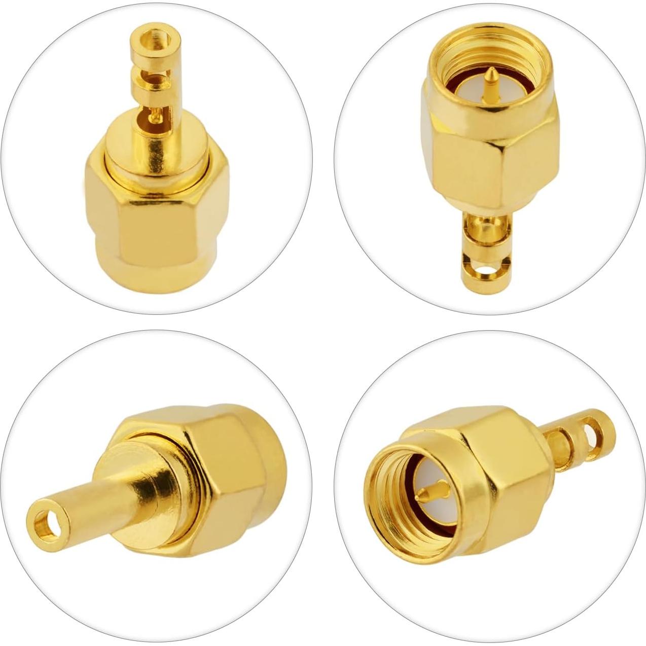 10 Conectores SMA Macho Soldadura 50 Ohm para RG178 1.37mm