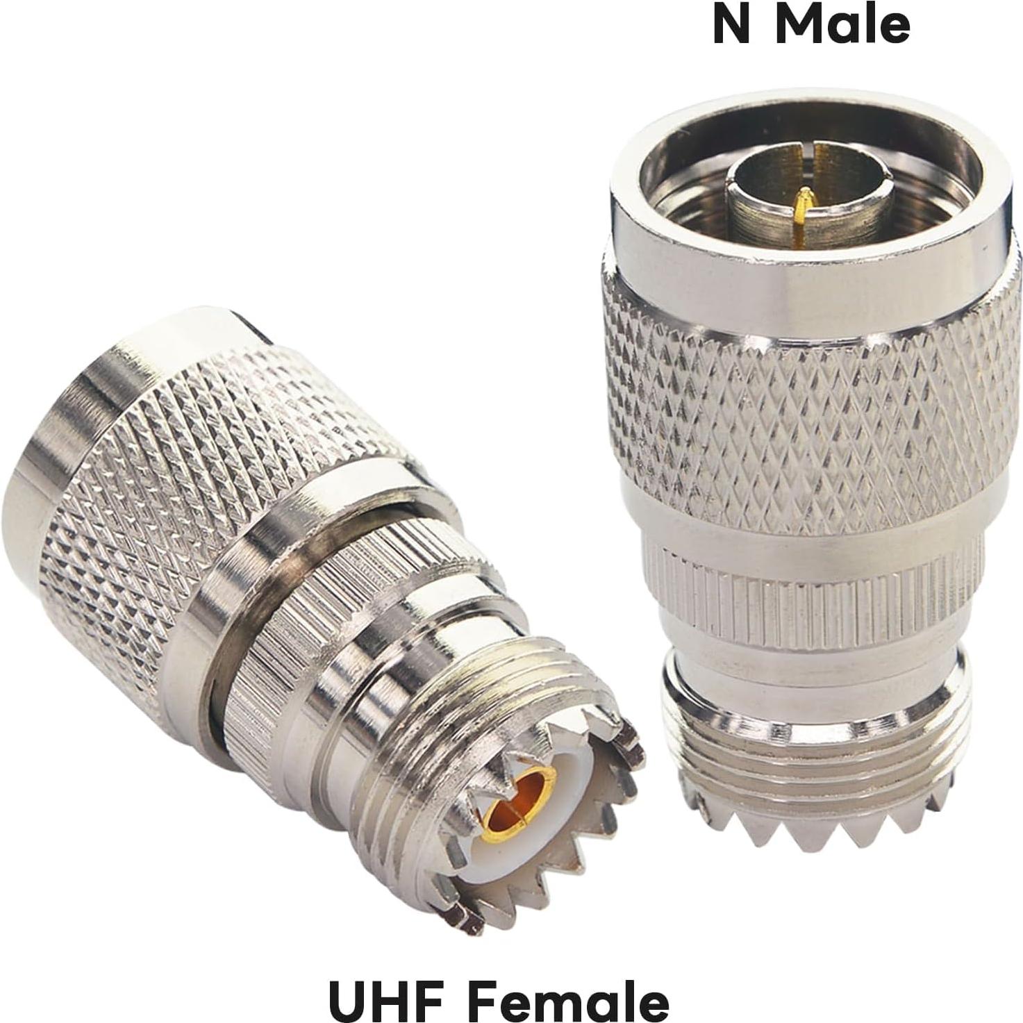 Adaptador Coaxial Boobrie N Macho a UHF Hembra SO-239 - Paquete de 2
