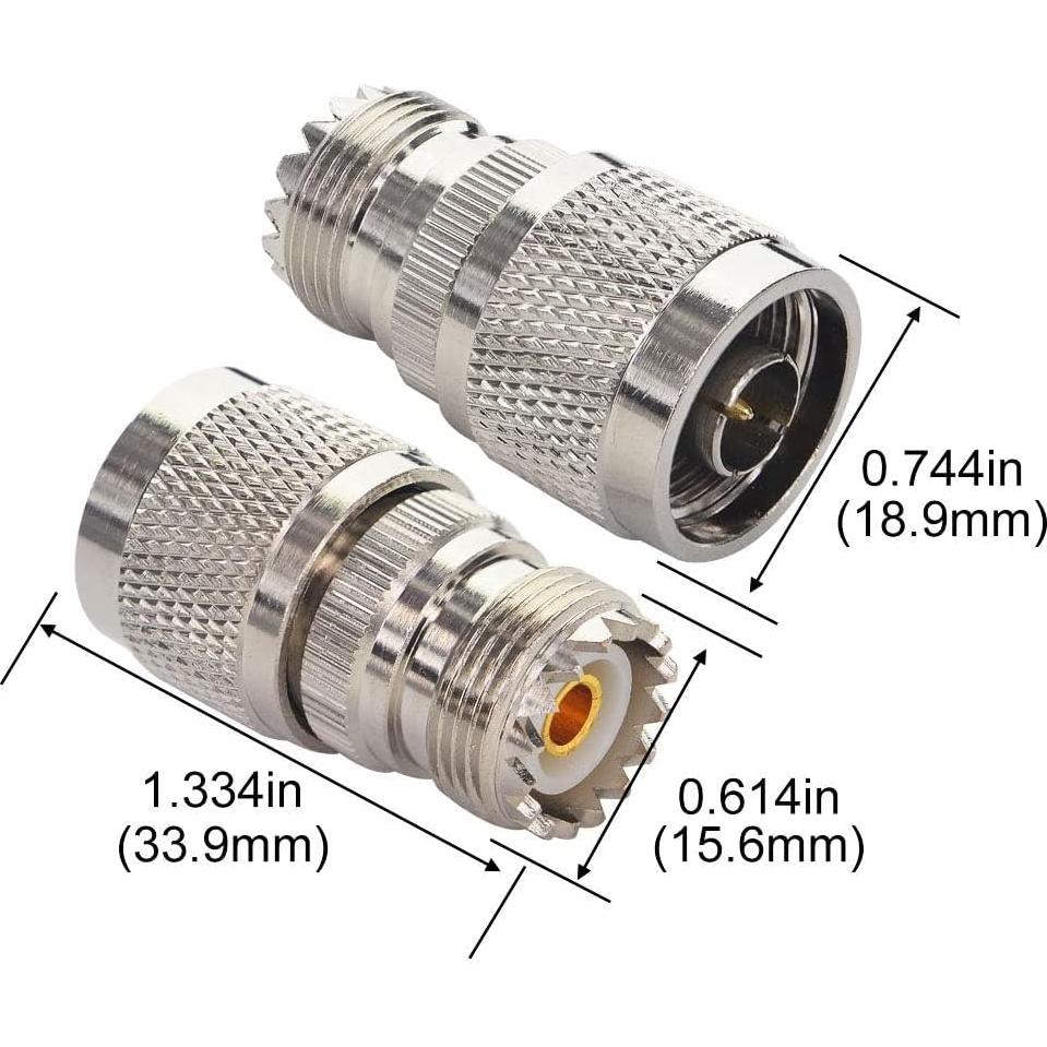 Adaptador Coaxial Boobrie N Macho a UHF Hembra SO-239 - Paquete de 2