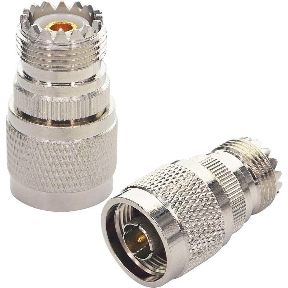 Adaptador Coaxial Boobrie N Macho a UHF Hembra SO-239 - Paquete de 2