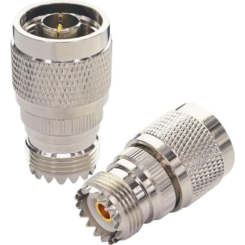 Adaptador Coaxial Boobrie N Macho a UHF Hembra SO-239 - Paquete de 2