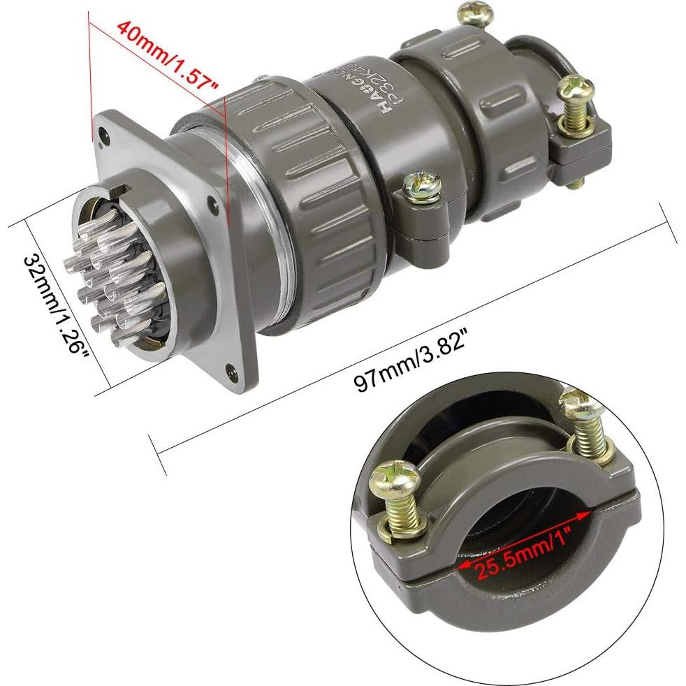 Conector de Aviación uxcell P32K14Q 32mm 14P 50A 500V