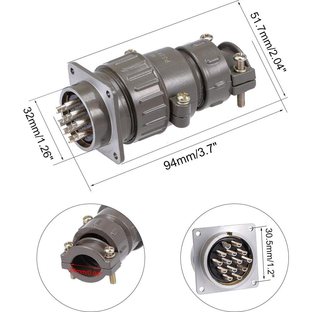 Conector de Aviación uxcell P32-14 32mm 14P 500V a Prueba de Agua