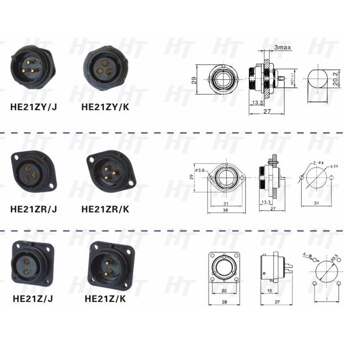 Conector de Aviación Impermeable HangTon HE21 4 Pines IP68