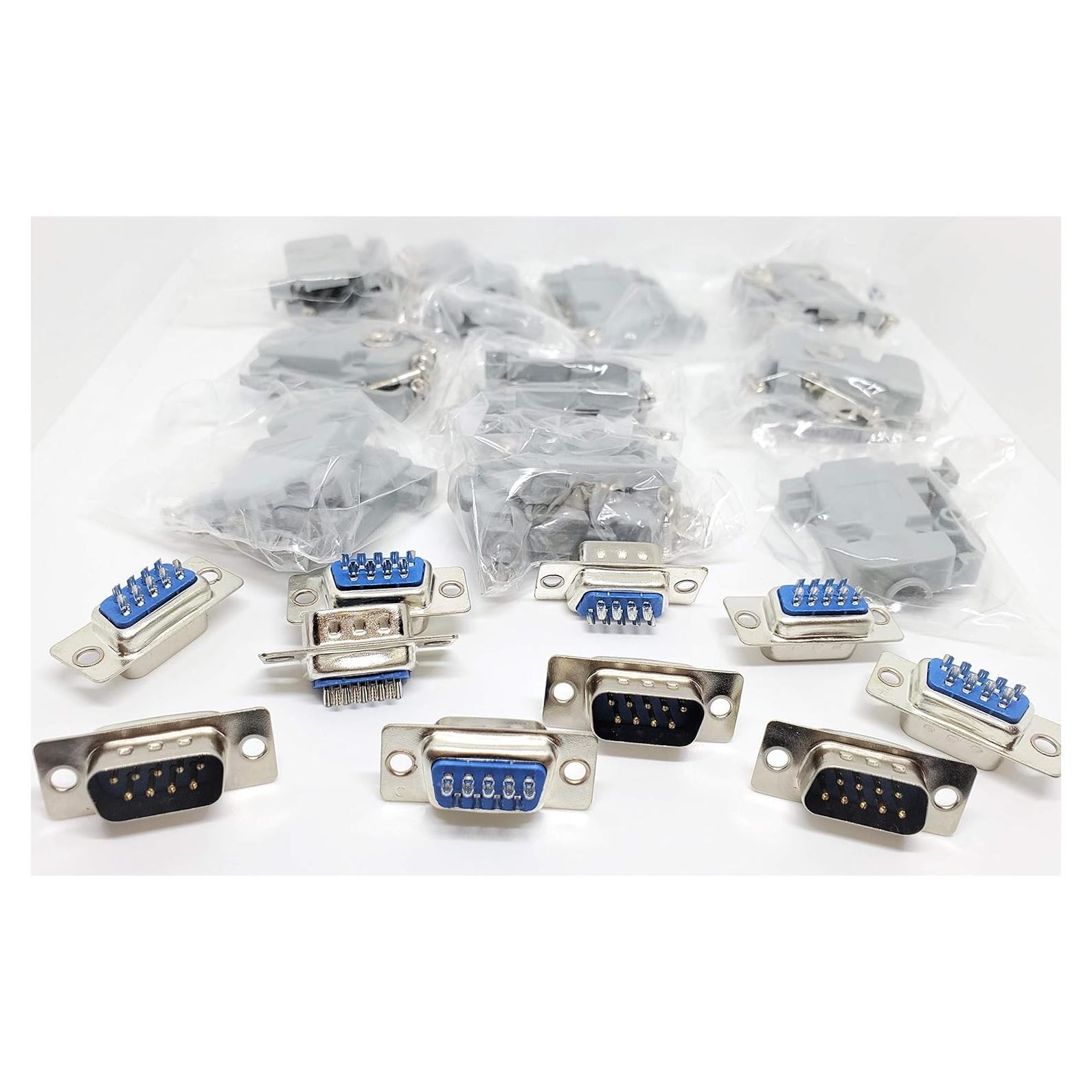 Conectores DB9 Macho + Capuchones Plástico - Marvic 10 Juegos