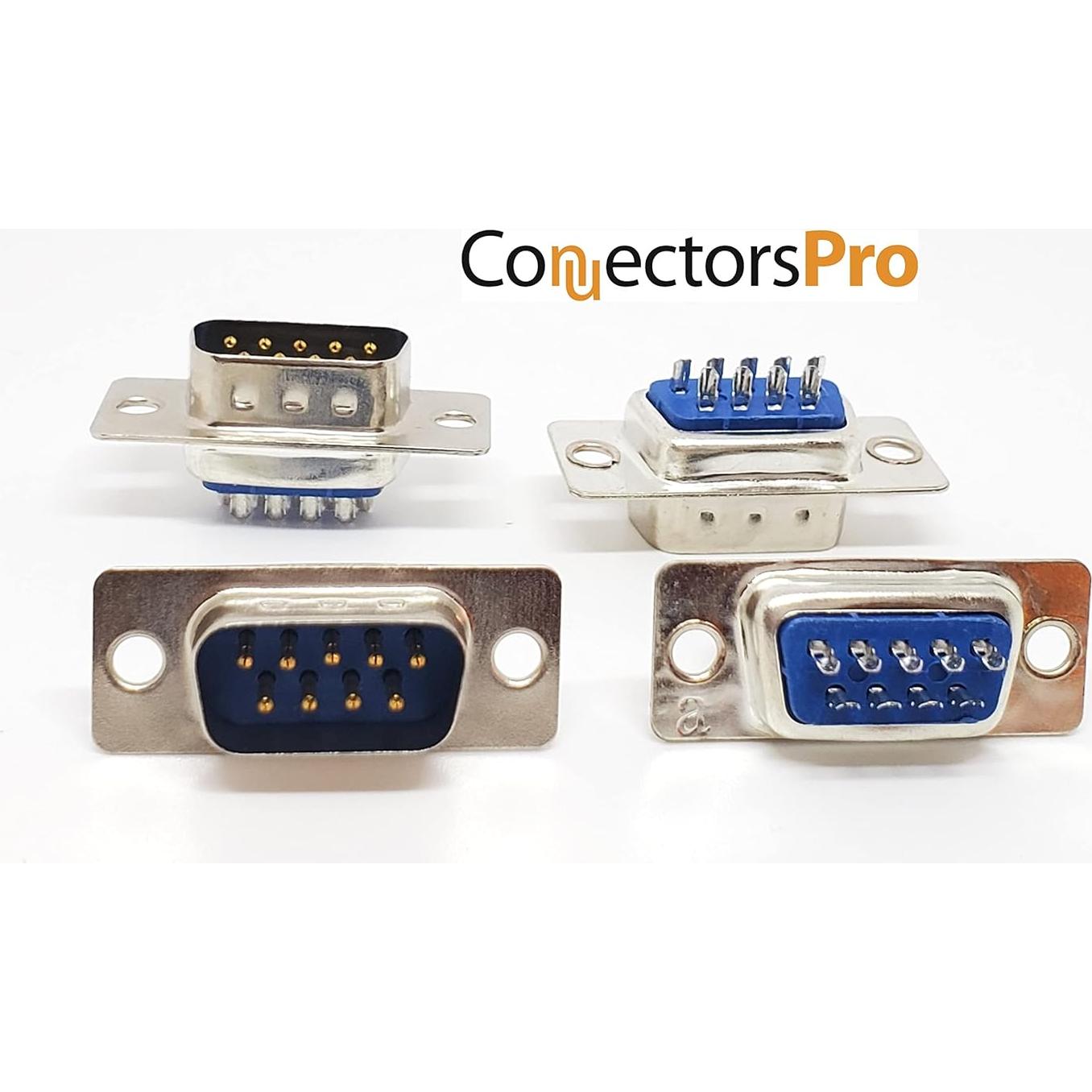 Conectores DB9 Macho + Capuchones Plástico - Marvic 10 Juegos