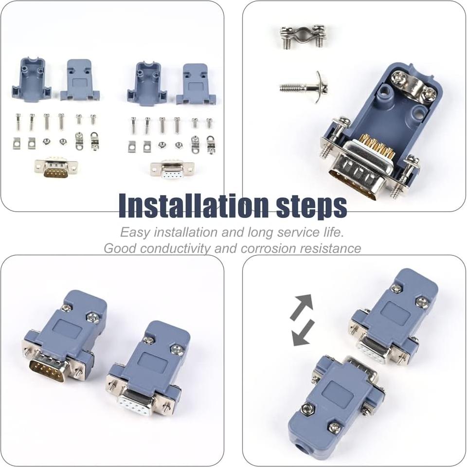 Conector DB9 JRready 20 PCS 9 Pines Plástico Grises